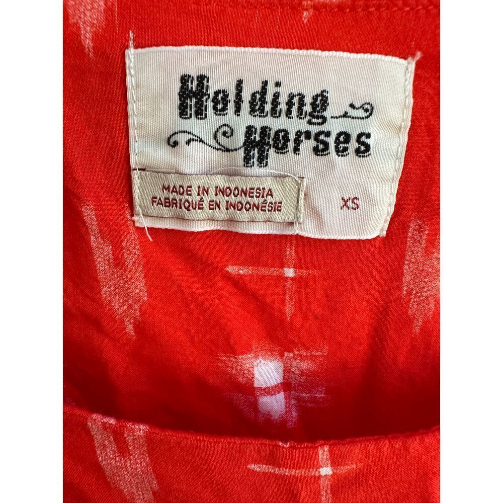 Anthropologie Holding Horses Orange Tunic‎ Top XS Short Sleeve (Flaw) - Picture 3 of 12